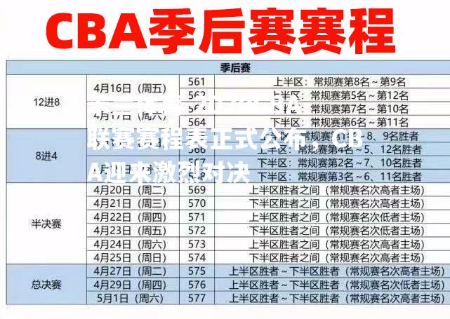 2020CBA联赛赛程表正式公布，CBA迎来激烈对决